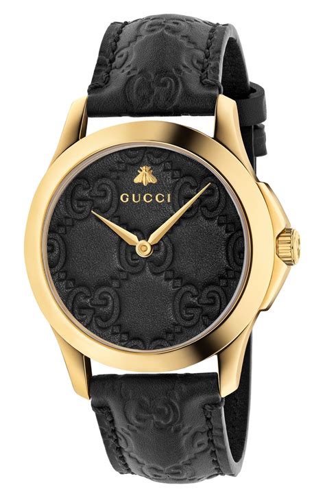 gucci watches black|gucci watch black leather strap.